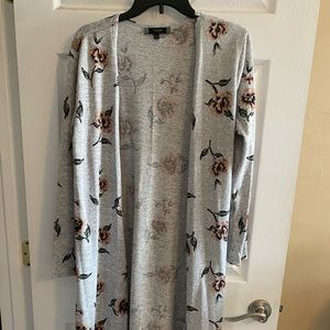 Gray floral cardigan